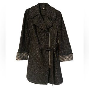 Women’s 2 Burberry Brit Wool Belted Tweed Coat